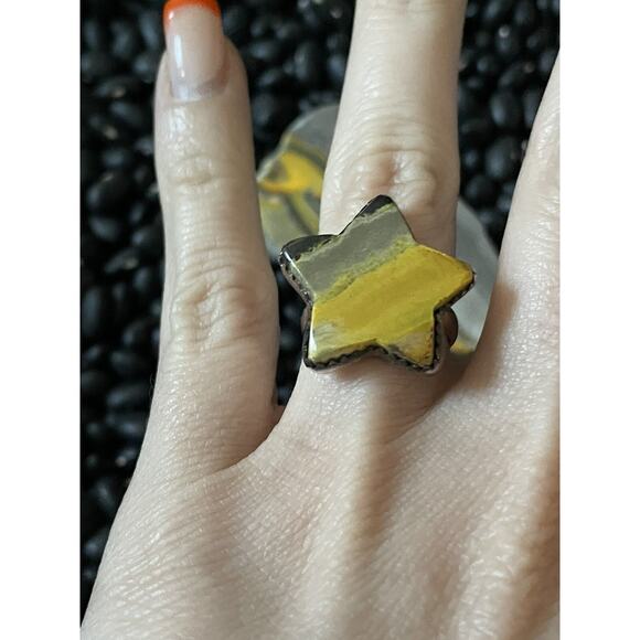 Sterling Silver💛Bumblebee Jasper Space Star⭐️Ring~Celestial Space~Size 6 - Picture 2 of 5
